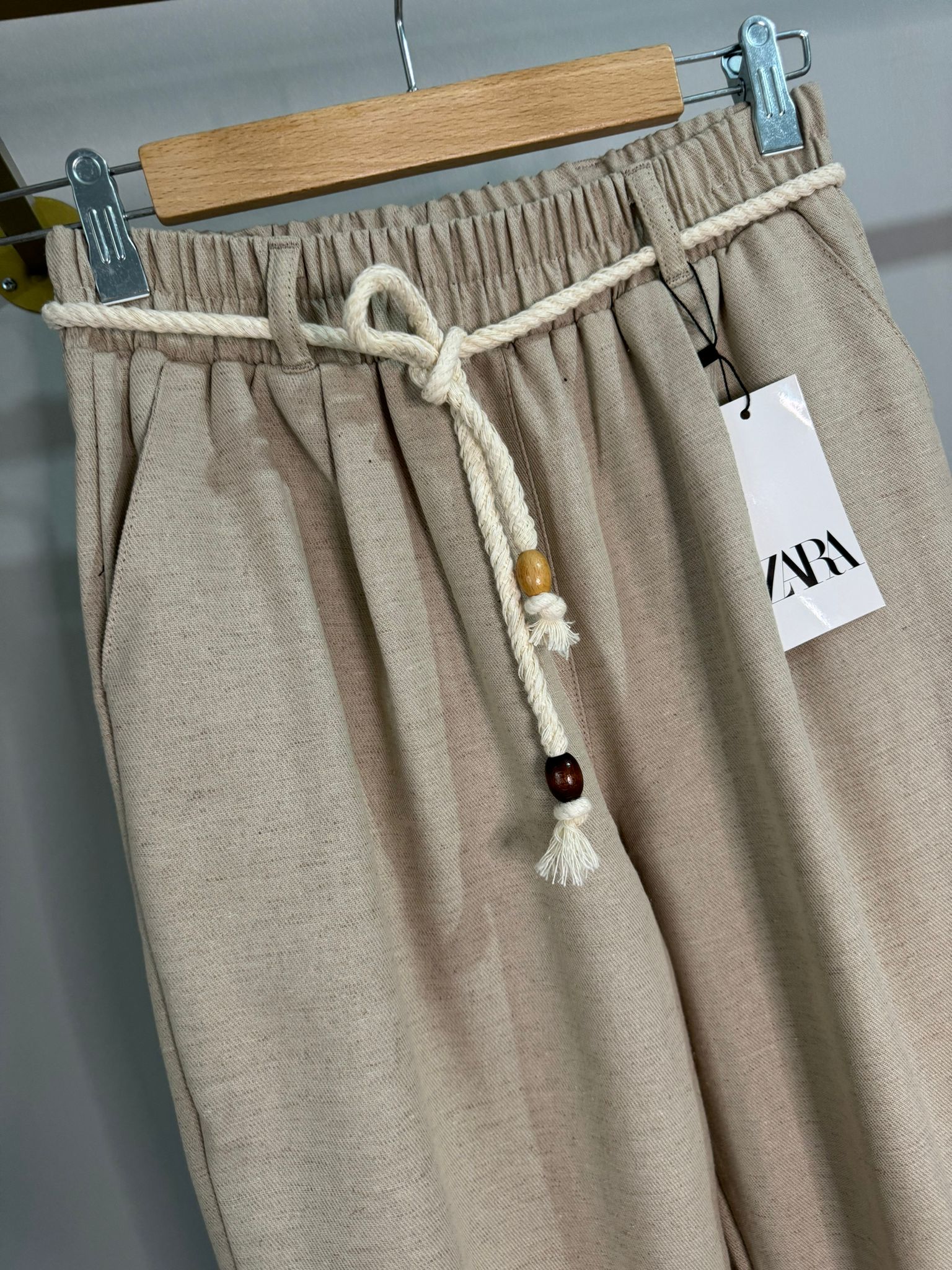 Zara ham keten pantolon bej