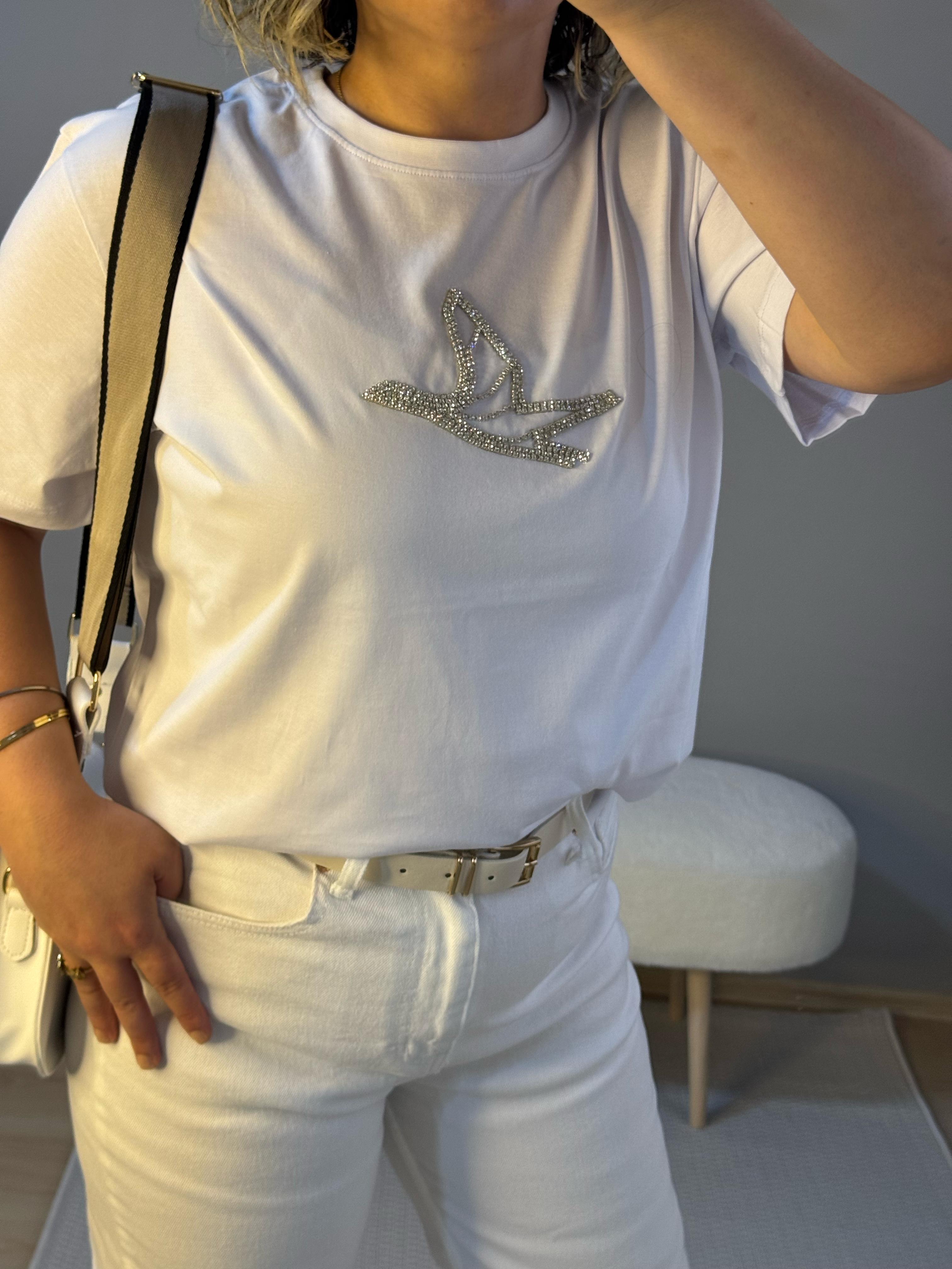 Kesik Paça Boy fit jean beyaz