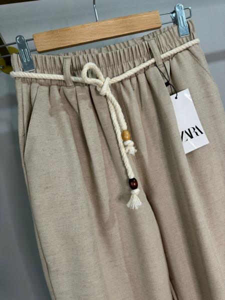 Zara ham keten pantolon bej